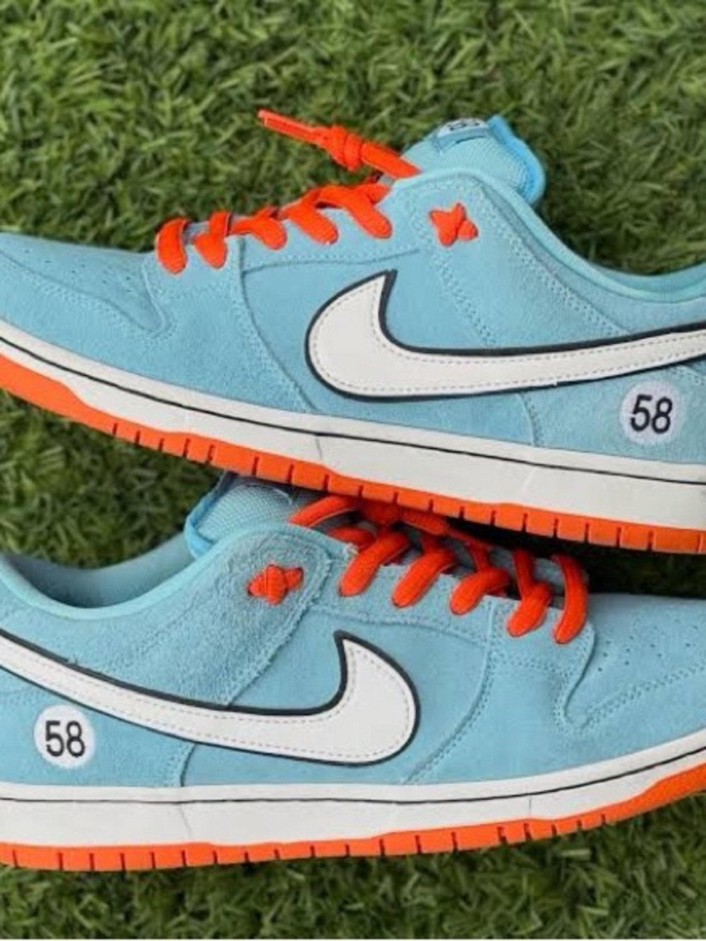 Nike Light Blue and Orange Low-Top Sneakers